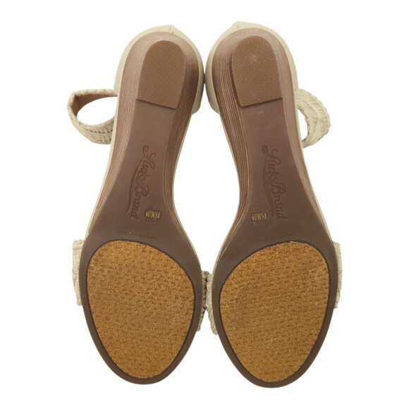 Lucky Brand Joshelle Wedge Heel Sandal Women 8.5 M Ankle Strap Zipper Back - Picture 7 of 15